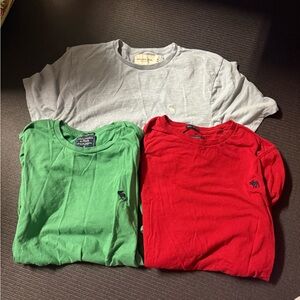 Abercrombie & Fitch Men’s Crew Neck Tees - Red, Green, Light Gray